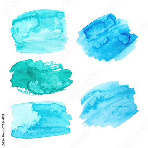 Aquamarine Watercolor Splash in Delicate Brushstroke Design, Isolated on Transparent Background
