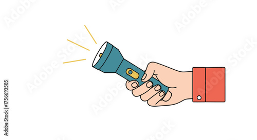 A hand holding a flashlight that is emitting light beams.