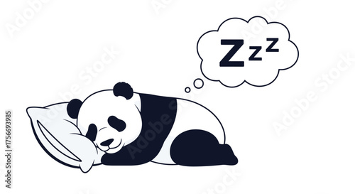 Adorable giant panda peacefully sleeping on a comfortable pillow.