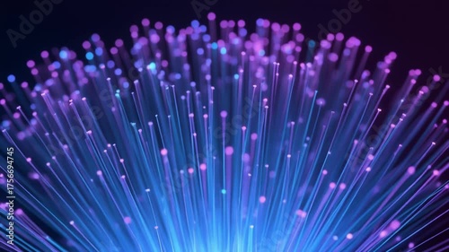 Abstract Blue and Purple Optical Fiber Light Particles Representing High-Speed Internet and Data Transmission fiber optics background with lots light spots 4k video