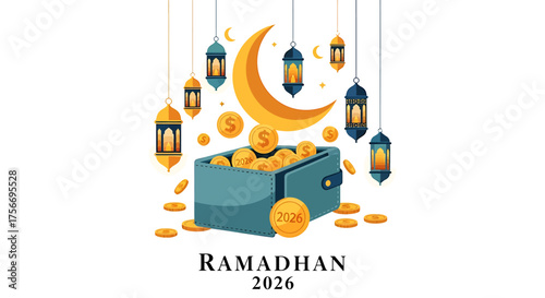 Ramadhan 2026 Charity Event, Money Donation Concept, Lanterns, Night, Illustration, Whisk_bd3aa4a875a7209b61a49028230faee4dr.eps Inspired