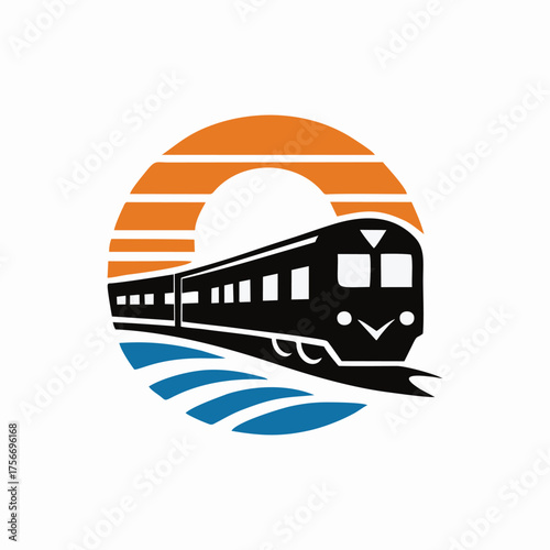 Train logo cartoon design vector illustration