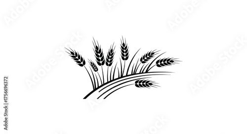 A stylized black and white illustration of a wheat stalk bundle in a simple graphic silhouette
