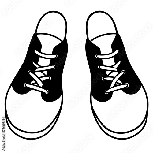 Illustration of a pair of saddle shoes on transparent background silhouette