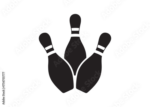 Vector art of three bowling pins, ready for a strike game