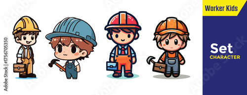 playful pathways little professionals forging futures with tools and dreams, isolated on transparent background