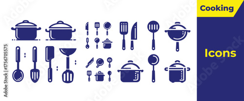 kitchen canvas culinary tool icons for gastronomic digital design creations, isolated on transparent background