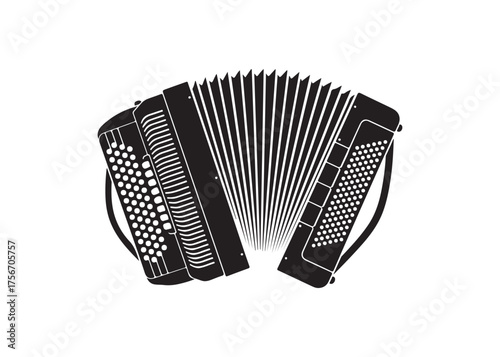 Vector art of black and white accordion musical instrument