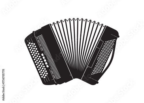 Vector art of black and white accordion musical instrument
