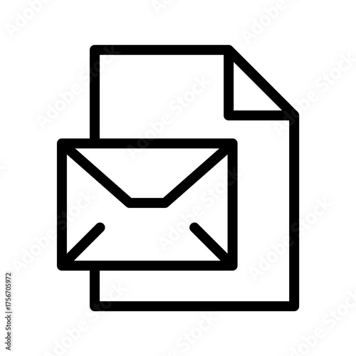 Email attachment document icon, envelope on file outline