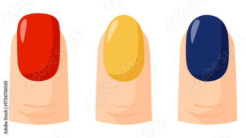 colorful manicure polished nail flat color vector illustration template design