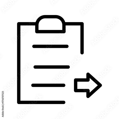 Send report icon, forward arrow on clipboard outline
