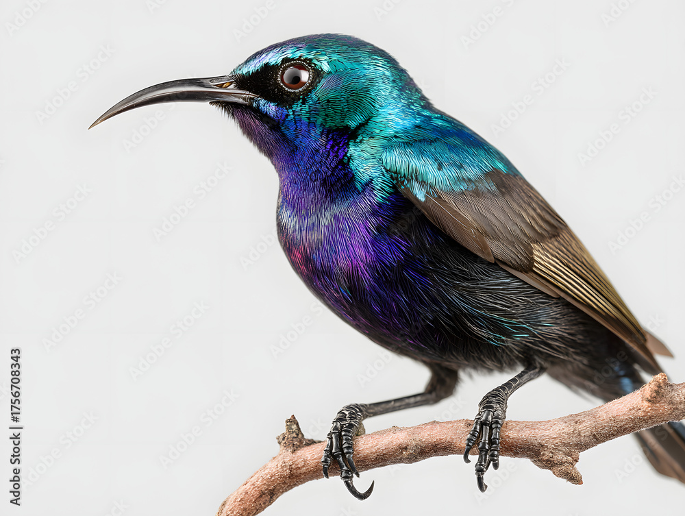 Obraz premium Stunning Ultra-Realistic Profile of a Vibrantly Colored Bird in Cinematic Studio Lighting