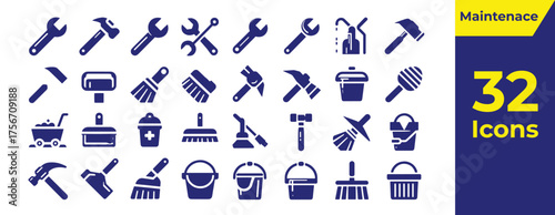 efforts emblem critical instruments empowering creation, restoration, and spotless spaces, isolated on transparent background