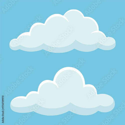 cumulus white cloud nature weather sky flat color vector illustration template design