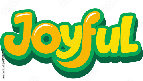 Joyful typography a cheerful word design with yellow and green colors, ideal for uplifting messages and positive themes