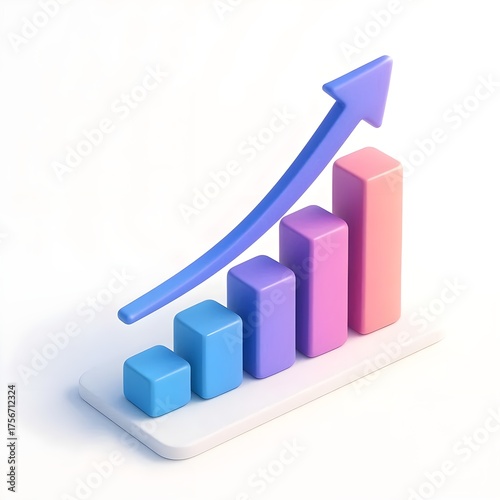 Free Download 3D Abstract Business Growth Chart Illustration - GFXLoad