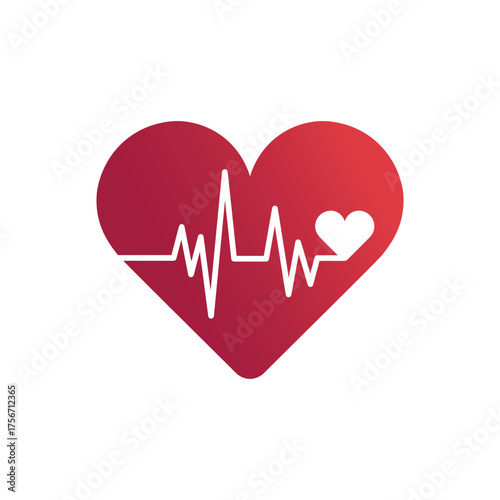 Heartbeat pulse line and heart symbol for medical healthcare and cardiology awareness projects promoting well being and healthy lifestyle