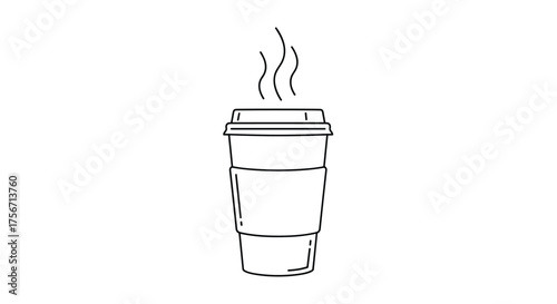 A steaming hot beverage served in a disposable cup with a sleeve.