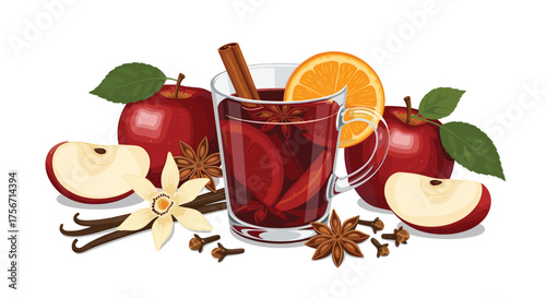 Warm spiced apple cider with orange and star anise for cozy evenings.