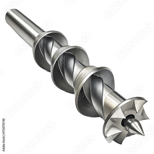 Precision auger component, showcasing engineering excellence in metalwork design for industrial machinery and manufacturing projects, product innovation