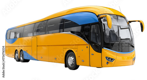 Wallpaper Mural A modern yellow and blue passenger bus designed for long distance travel, suitable for public transportation and tourism. Torontodigital.ca