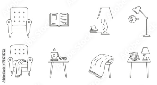 cozy reading nook a chair book and lamp creating a relaxing atmosphere at home perfect for promoting comfort relaxation and indoor lifestyle