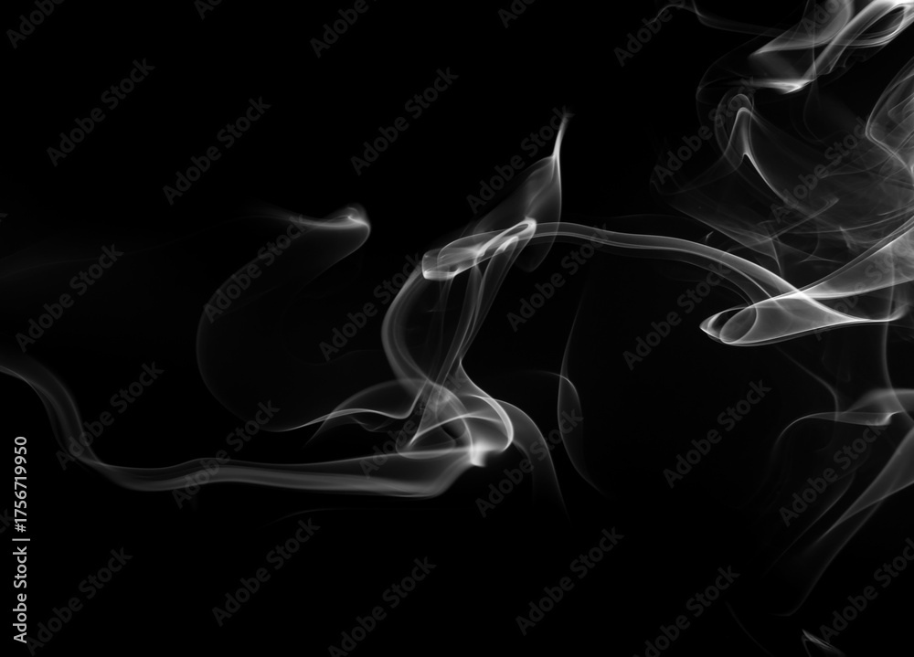 Fototapeta premium White smoke abstract on black background, fire design