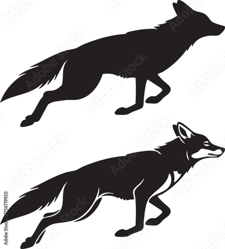 Coyote Running Silhouette Vector Illustrations