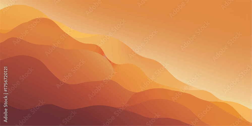 Obraz premium Sunset over mountain landscape with orange sky and clouds