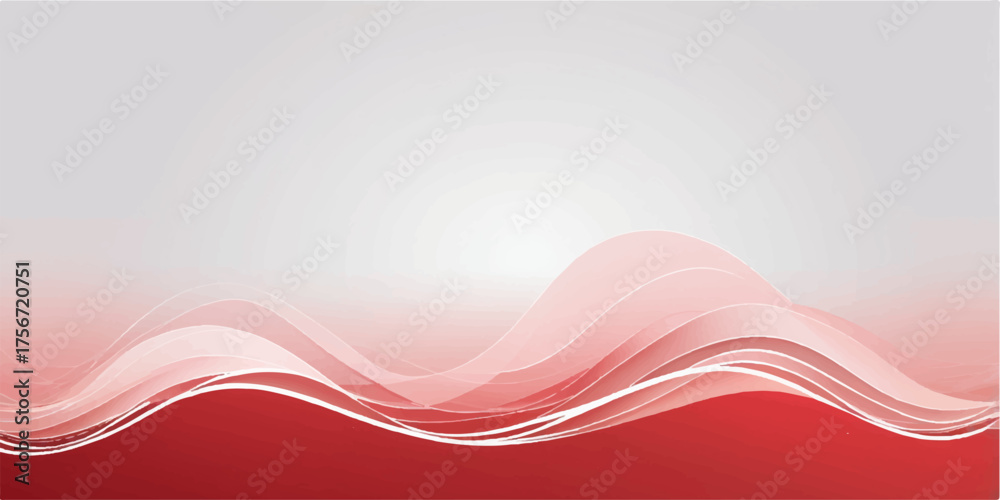 Obraz premium Abstract red wave background with flowing lines and vector design elements