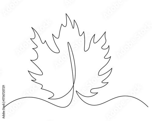 Autumn leave maple leaf one line continuous drawing doodle illustration