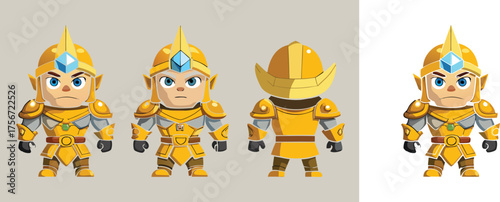 Game character design showcases an armored guardian concept with a stern expression, perfect for fantasy game development and animated storytelling