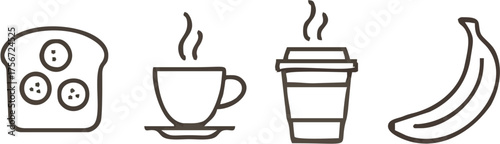 Paper clips on white background with coffee cup and steam illustration icons