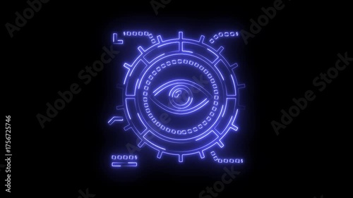 Wallpaper Mural Animated eye scan with futuristic hud elements revealing digital security system on black background Torontodigital.ca