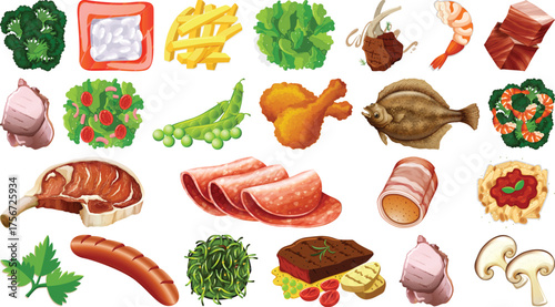 Set Of Fresh Food Ingredients Clip Art Fish