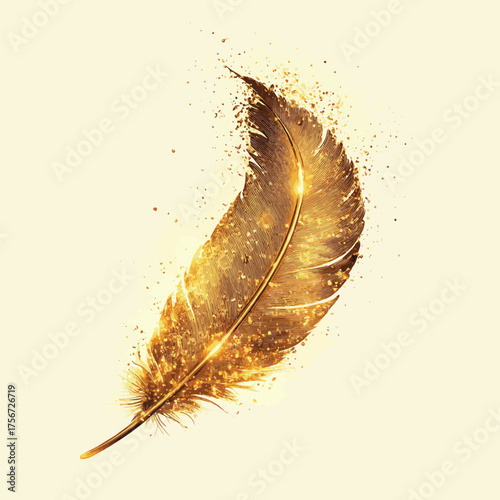 Golden Feather Blast , vector style simple color