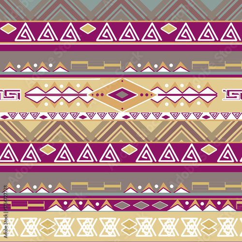 African ethno abstract seamless tribal pattern with decorative folk elements