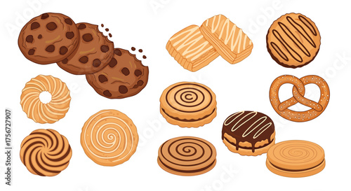 A delicious assortment of sweet baked goods and cookies.