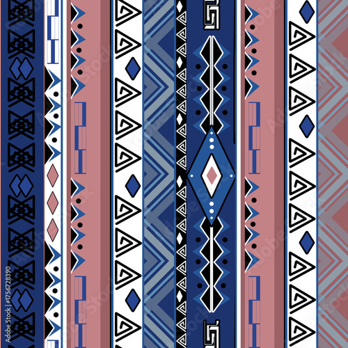African ethno abstract seamless tribal pattern with decorative folk elements