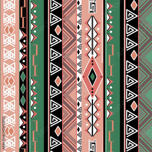 African ethno abstract seamless tribal pattern with decorative folk elements