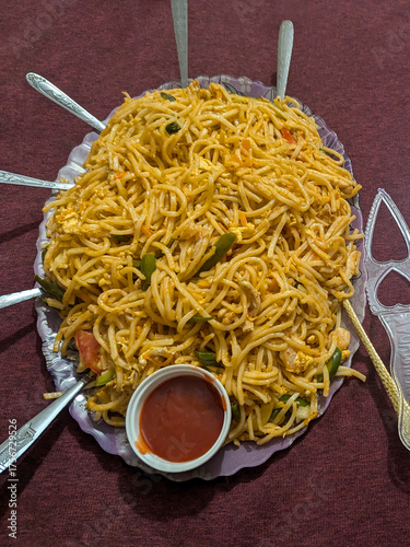 Homemade Chow Mein With Tomato Sauce 