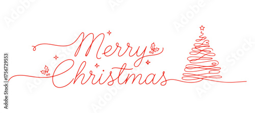 Merry Christmas card, a doodle of an abstract tree, vector created with a freehand style