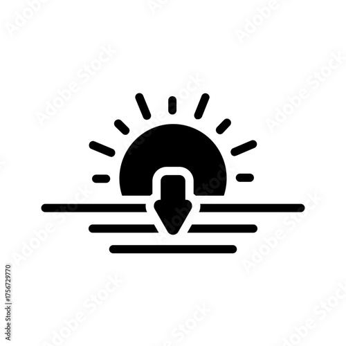 Tableau sur toile Vector solid black icon for sunset