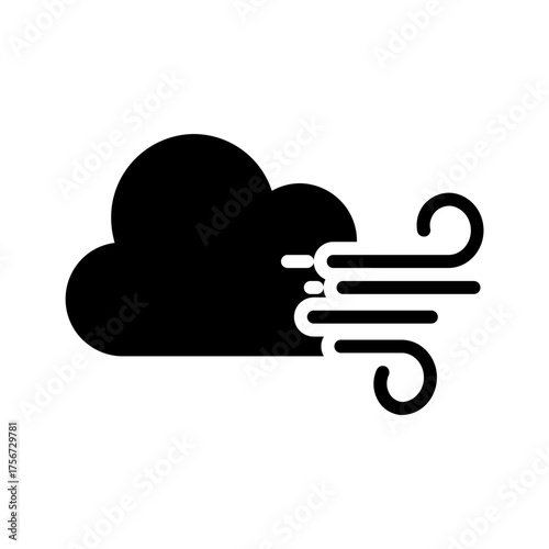 Vector solid black icon for Wind
