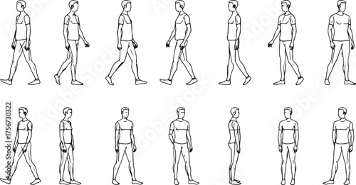 people walking illustration, walking crowd sketch, man and woman stroll drawing, street walking line art, everyday movement artwork, walking people vector, lifestyle activity design, urban walking doo