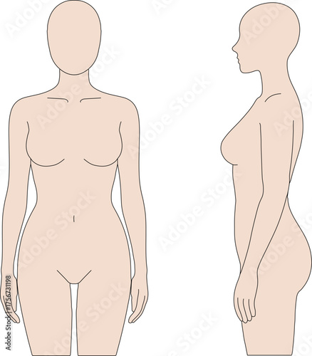 Female Mannequin Body Outline Illustration