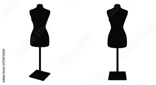 Two black mannequin silhouettes on a white background isolated on white background
