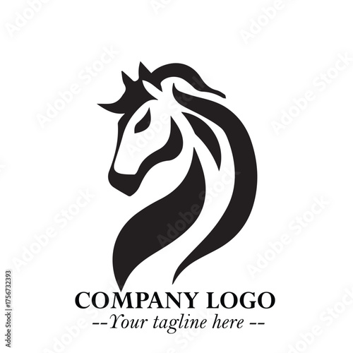 Wallpaper Mural Elegant Head of Horse Logo in Black on White Background with Minimalist and Powerful Design Torontodigital.ca