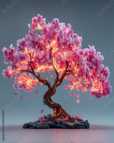 Stunning pink tree landscape high resolution picture